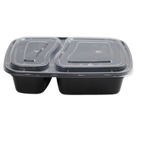 Boîte à lunch jetable en PP pour usage en restaurant, 2 compartiments, hermétique, anti-fuite, avec couvercle transparent, conteneur alimentaire en plastique