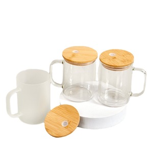 Groothandel Diy 15Oz Glazen Mok Dubbele Muur Sneeuwbol Tumbler Pre Drill Sublimatie Glazen Beker Met Bamboe Deksel En Stro - Product Image 1