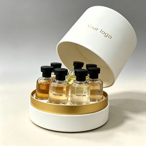 Boîte d'emballage de parfum en tube de papier blanc or, boîte cadeau cylindrique personnalisée imprimée pour échantillons de parfum - Product Image 6