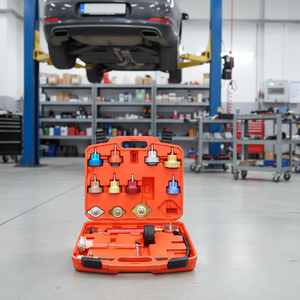 Kit de détection de fuites de réservoir d'eau de voiture en alliage d'aluminium orange 14 pièces avec manomètre et outils de <span class=keywords><strong>test</strong></span> et de réparation Garantie 1 an - Product Image 5