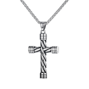 Holy Christian Twist Cross Charm Colgante Collar de cadena de acero inoxidable Alta calidad <span class=keywords><strong>Virgen</strong></span> <span class=keywords><strong>Rosario</strong></span> Cruz Collar religioso Regalo - Product Image 2