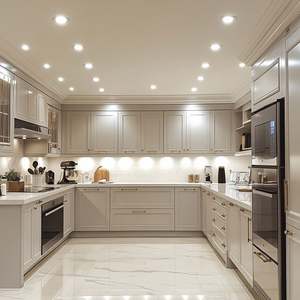 Ensemble d'armoires de cuisine sur mesure de style moderne, bois pliable à finition brillante avec tiroirs à fermeture douce et accessoires d'évier, îlot de cuisine - Product Image 2