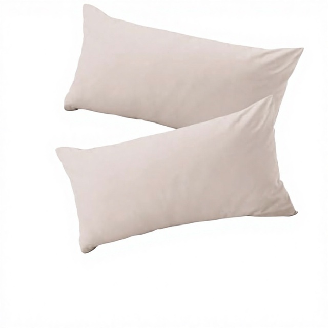 Set of 2 Woven 100% Microfiber Pillowcases 30x50cm Beige 1 Cushion 30x50cm Durable Hypoallergenic Zipper