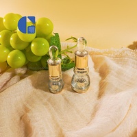 Botol minyak esensial parfum kaca transparan Mini, tutup sekrup kerah emas tongkat tetes 6ml 12ml mewah
