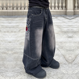 <span class=keywords><strong>Jeans</strong></span> <span class=keywords><strong>Larghi</strong></span> Personalizzati OEM da Uomo, <span class=keywords><strong>Neri</strong></span> con Ricami, Pantaloni in Denim <span class=keywords><strong>Larghi</strong></span> Ricamati, <span class=keywords><strong>Jeans</strong></span> Baggy all'Ingrosso per Stile Gotico e Streetwear - Product Image 3