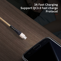 Kabel Data USB Micro Nylon 3A Berkualitas Tinggi untuk Pengisian Cepat Ponsel dan Power Bank Grosir