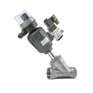 High Quality CQATMT Pneumatic Actuator Angle Seat Valve SS304 With Limit Switch Y-shaped Threaded Connection Angle Seat Valve.