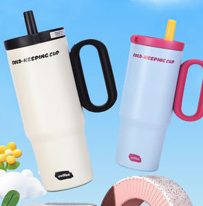 DD4441 New Arrival Cold Insulation Cup with Straw Portable Car <b>Mug</b> 750ML <b>Double</b> <b>Wall</b> Stainless Steel Vacuum Tumbler with Handle - Product Image 2