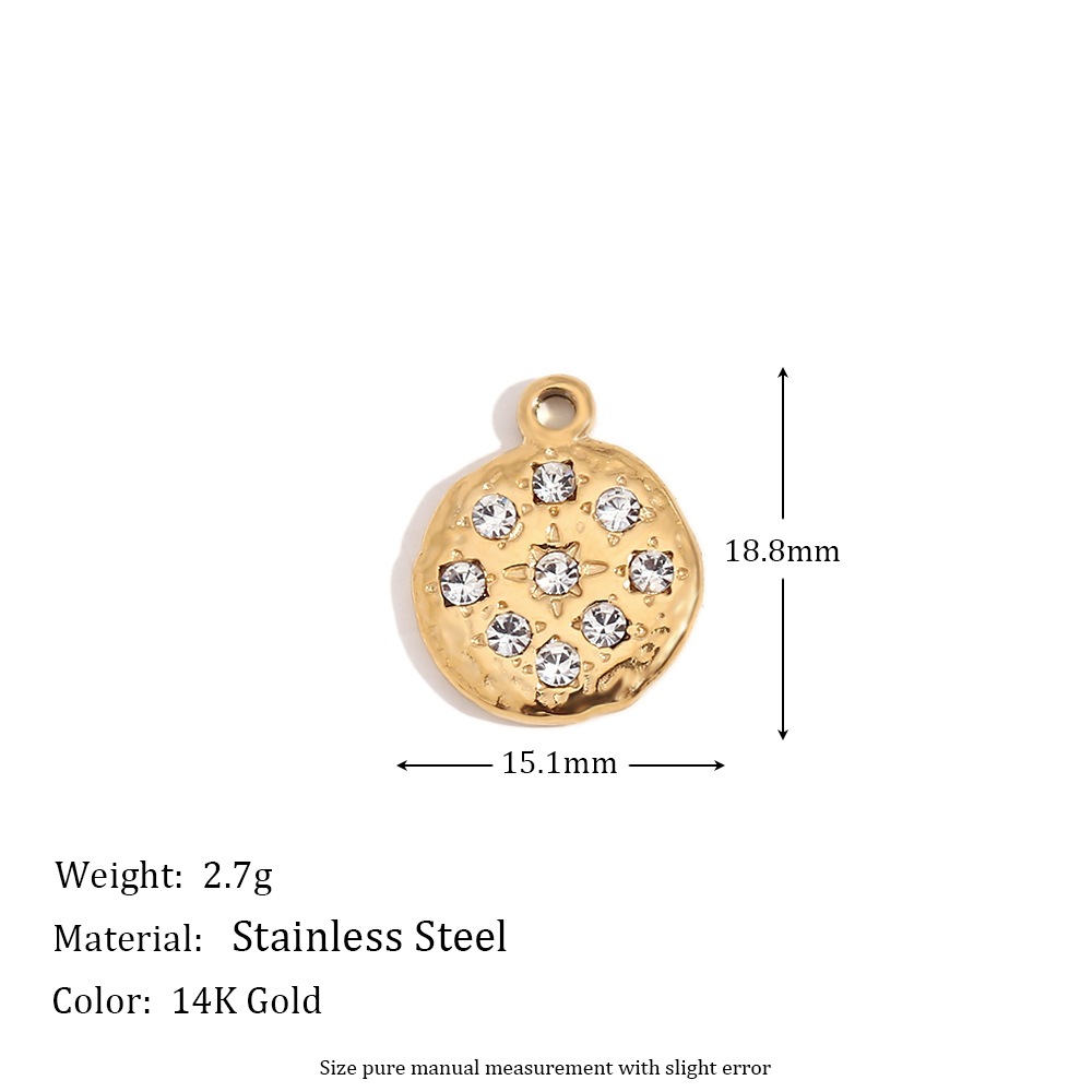 Round pendant with diamonds - gold - white diamonds