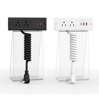 Kit de prises encastrées US pour meubles avec câble à ressort, multiprise encastrée avec PD 20W USB-C, prise de courant encastrée pour conférence