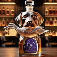 Vente en gros de mini-bouteilles de vin en verre transparent de 300 ml, style chat, pour liqueur, whisky, vin rouge, décanteur en forme de chien ou de canard