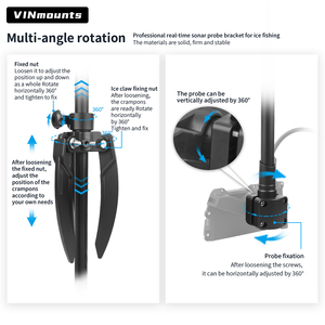 VINmounts Ice Fishing Pole Mount Upgrade for Panoptix Livescope, Heavy-Duty Transducer <b>Bracket</b> VIN-BD-01 - Product Image 4