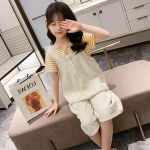 Ensembles de vêtements pour enfants, ensembles de pantalons rayés pour bébés filles avec chemise à manches courtes en gros - Product Image 4