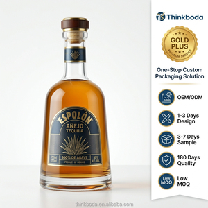 Solution intégrée pour spiritueux : Bouteille de <span class=keywords><strong>Tequila</strong></span> 750 ml en verre conique rond, coffret cadeau rigide, personnalisation de l'étiquette, agence de branding - Product Image 1