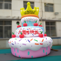Modèles de gâteaux d'anniversaire gonflables géants personnalisés avec cerise pour l'anniversaire de la boutique