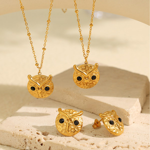 Juego de Pendientes con Colgante de Búho, Aleación de Zinc Dorada, Joyería de Moda para Mujer, Regalo - Product Image 3