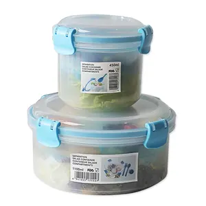 Kotak makan siang Beno buah sayuran anak-anak, kotak wadah Salad buah dan sayur 3 kompartemen dengan tutup dan peralatan, kotak makan siang plastik Tiffin