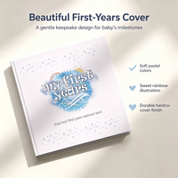 Adorable livre de souvenirs pour bébé à couverture rigide avec spirale métallique, pages en papier personnalisables, design artistique, finition gaufrée en typographie pour le premier anniversaire