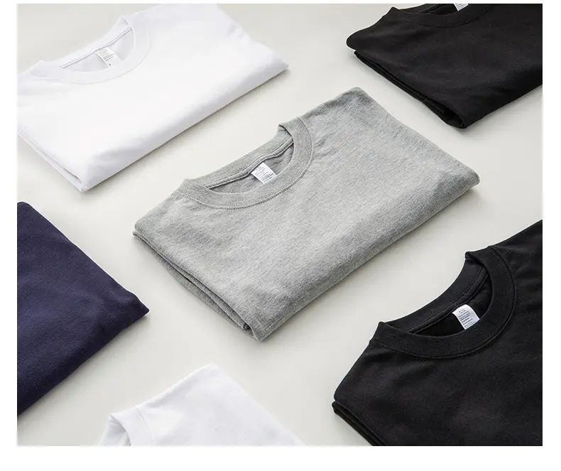 Camiseta de alta calidad 350 GSM Camiseta de manga larga en blanco de algodón 100% para hombre Camiseta de peso pesado con estampado personalizado Camisetas lisas para hombre.