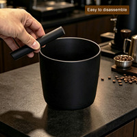 Soton Anti-éclaboussures Bac à café incliné rond en ABS pour déchets de pucks d'espresso, avec paroi haute anti-éclaboussures, Fournitures pour barista