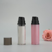 Flacon pompe sans air rond de luxe en plastique PP de 15 ml, 30 ml, 50 ml, flacon à vide pour lotion, logo personnalisé pour crème avec emballage cosmétique