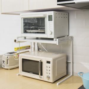 Rak dapur 2 tingkat dapat diperpanjang, rak dapur tugas berat dengan kait, dudukan <span class=keywords><strong>Microwave</strong></span>, pengatur dapur - Product Image 5