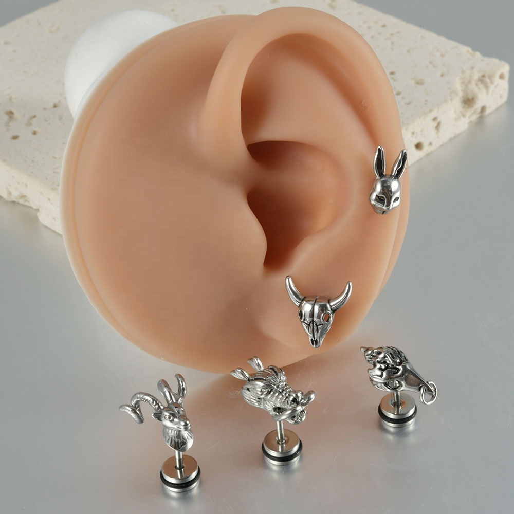 Boucles D'oreilles Piercing CHANEL Gris - CC Gris Dispersion, Occasion, Stud