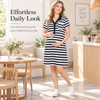 Robe de maternité printemps, vêtements de bureau, robe d'allaitement droite en coton, vêtements de lactation pour femmes enceintes, vente en gros