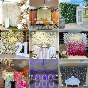 LEDA Indoor Birthday Party Wedding Event Supplies White Square <b>Flower</b> Wall Handmade Silk <b>Artificial</b> Feather Background - Product Image 5