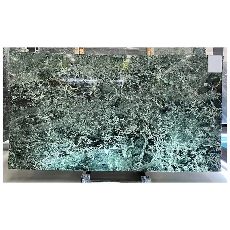 Painel de parede interior em mármore verde esmeralda natural, lajes de pedra luxuosas para paredes e pisos, pedra decorativa para paredes de TV