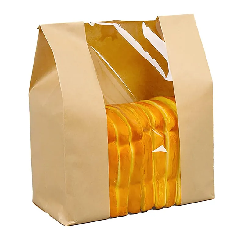 Food Grade Padaria Embalagem Pão Kraft Design Saco De Papel Personalizado Impressão Offset Marrom Sanduíche De Papel Kraft Donut Pão Saco