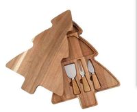 Kerstboom snijplank charcuterie houten kaasplank set acacia houten charcuterie kaasplank set feestdagen cadeauset