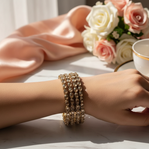 Gold Plated Fashion Jewelry <b>Set</b> Elegant <b>Crystal</b> Stone Bangles - Product Image 3