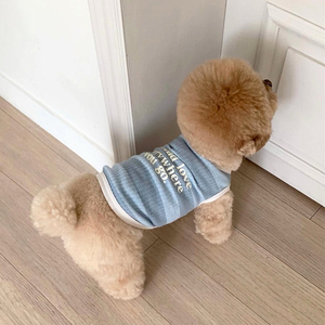 Camiseta sin mangas para mascotas con diseño de gofres a rayas multicolor, chaleco transpirable de verano para perros con estampado de letras para <span class=keywords><strong>cachorros</strong></span> pequeños - Product Image 6