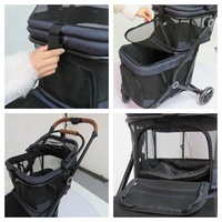 2025 Double vente chaude poussette pliante à une main pour chien avec 2 transporteurs détachables 4 roues voyage poussette pour animaux de compagnie avec porte-gobelet