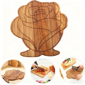 Papan Potong Kayu Akasia Modern Duramen Food Grade untuk Memotong, Papan Potong Pizza dan Charcuterie 2 Sisi, Dapat Dikustomisasi - Product Image 2