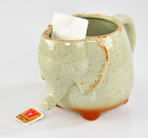 Taza de Cerámica Hecha a Mano de Gres de Dehua, Linda Taza de Elefante 3D de 15 oz, Adorable Taza de Animal, Taza de Café de Cerámica Personalizada, Taza de Té, Porta Bolsitas de Té - Product Image 1