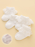 Chaussettes en coton peigné blanc à dentelle pour bébés et tout-petits, chaussettes en dentelle moelleuses pour bébés filles