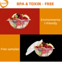 Wegwerp 64oz 80oz PET PLA Recycle PCR Zwarte Ronde Saladeschaal met Doorzichtig Deksel Plastic Afhaalschaal voor Soep Lunchbox