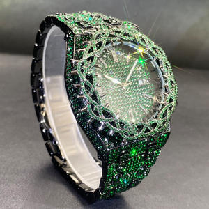 Montre unique avec cadran à motif d'épines, testée au diamant, sertie de moissanite, montre entièrement sertie de diamants, style hip-hop, grande montre - Product Image 4