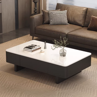 Table basse moderne en pierre de schiste et métal avec meuble TV en bois et ensemble de tables gigognes pour salon