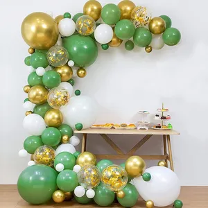 Nieuwe 152 Stuks Avocado Groene Ballon Slinger Kit Goud Groene Confetti Metallic Ballonnen Voor Jungle Woodland Themafeest Decoratie