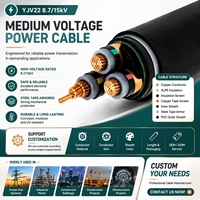 YJV22 8,7/15kV Mittelspannungs-Stromkabel 3-adrig XLPE-isoliert Kupferleiter Stahlbandarmiert STA Erdkabel