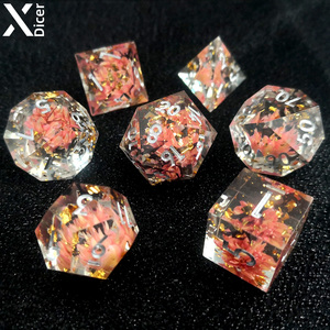 Juego completo personalizado de resina poliédrica, dados DND, dados de borde afilado para juegos de rol, mazmorras y dragones, brillo de Amanecer - Product Image 3