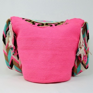 De ganchillo de algodón de las mujeres Rosa hecho a mano bolsas de hombro de bolso <span class=keywords><strong>Wayuu</strong></span> Mochila bolsa - Product Image 2