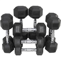 Dumbbell Karet Heksagonal 75 Pound Gagang Besi Cor Logo Kustom Latihan di Rumah