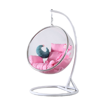 Fauteuil suspendu moderne rond et rotatif en acrylique transparent avec support métallique pour hôtel, maison, extérieur, jardin - Mobilier de jardin