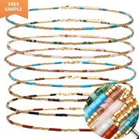 Bohémien 2022 bijoux faits à la main tendance colorés réglables naturel minuscule Sunstone Miyuki graine collier ras du cou perlé pour les femmes