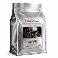 Sac à café de 1 lb en LDPE recyclable avec fermeture à huit côtés, fond plat et poche zippée, emballage pour grains de café, marque privée
