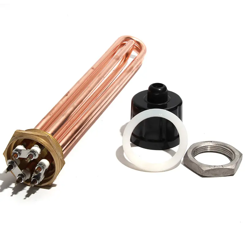 LJXH 2" 58mm DN50 Immersion Water Heater Element 220V/380V Copper Tubular Electric Heating Parts with Lock nut for Stoves